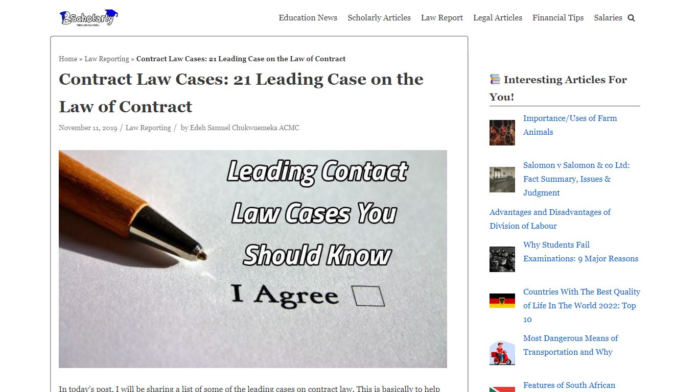 Contract Law Cases: 21 Leading Case on the Law of Contract